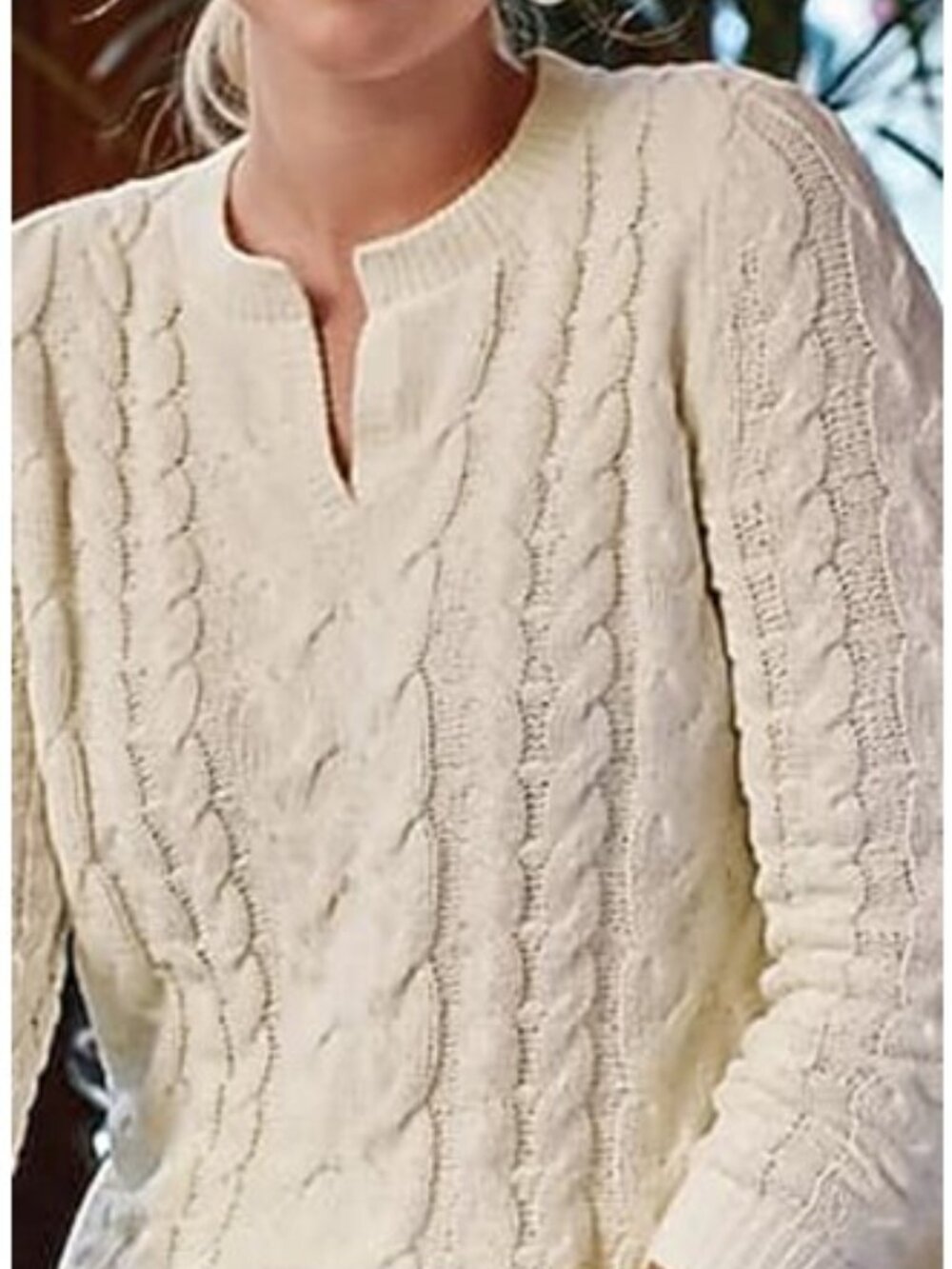 J. Jill Small TALL Sweater - Split-Neck Chenille Tunic - Cream